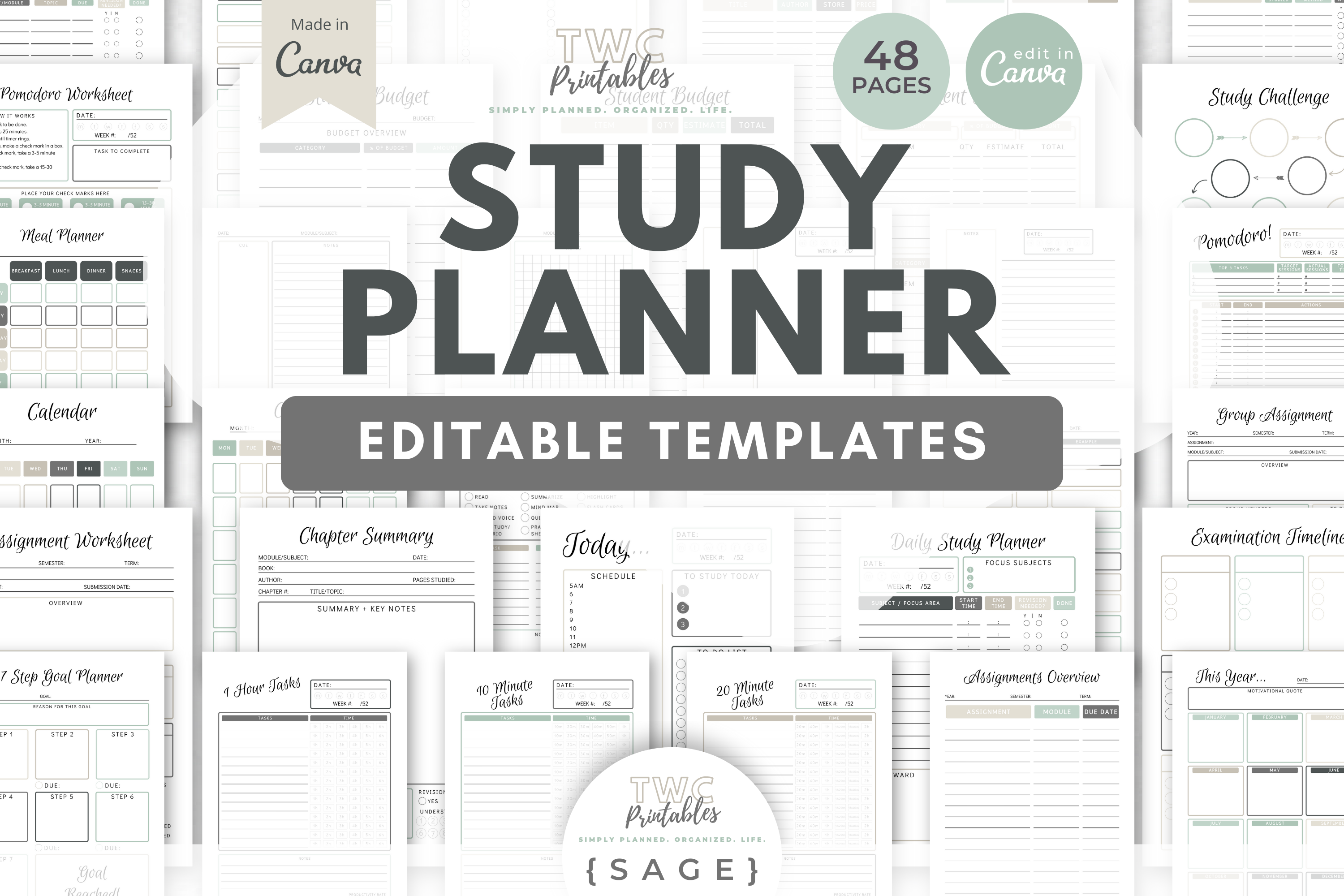 Study Planner Canva Templates | SAGE