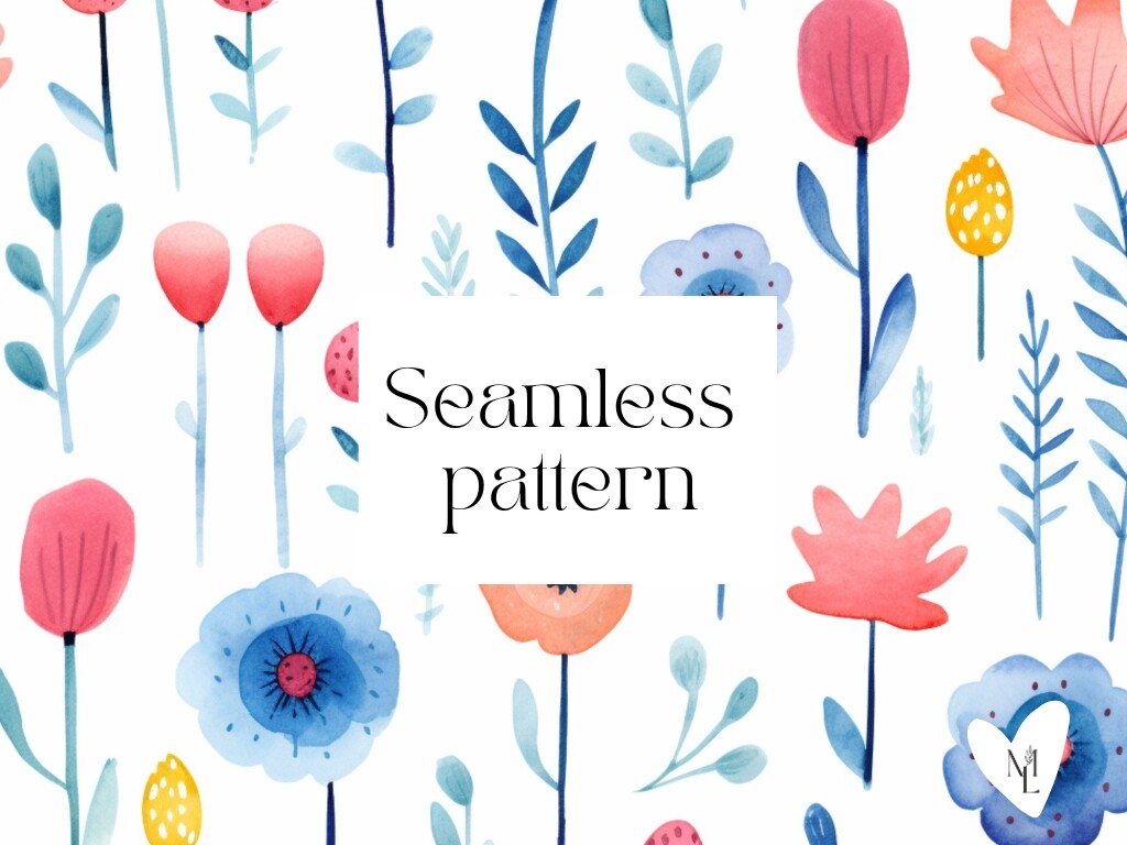 Watercolor Seamless with Cute Flowers Graphic by MyLivart · Creative ...