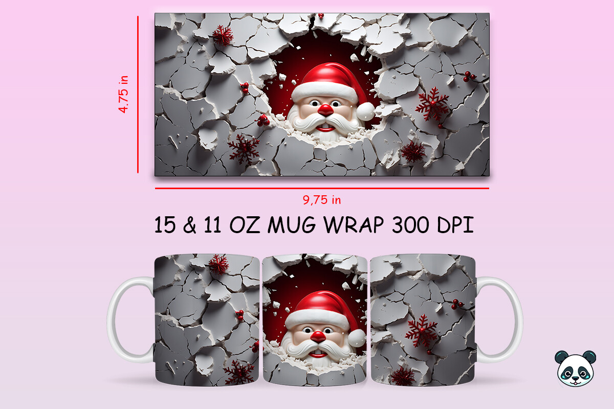 3D Santa Claus Mug Wrap Sublimation Graphic by Pandastic · Creative Fabrica