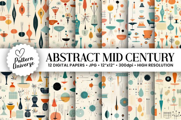 Abstract Mid Century Digital Papers