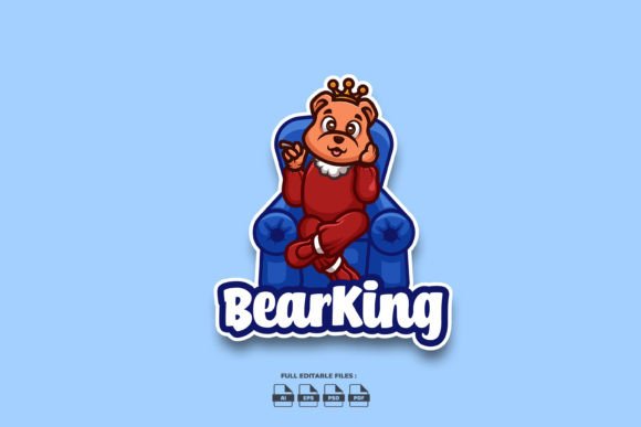 Bear King Cartoon Logo