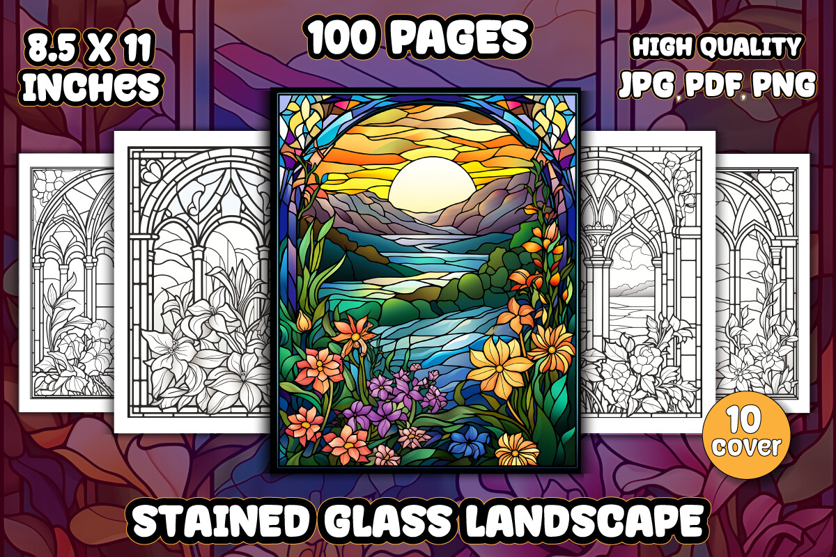 Stained Glass Landscape Coloring Pages