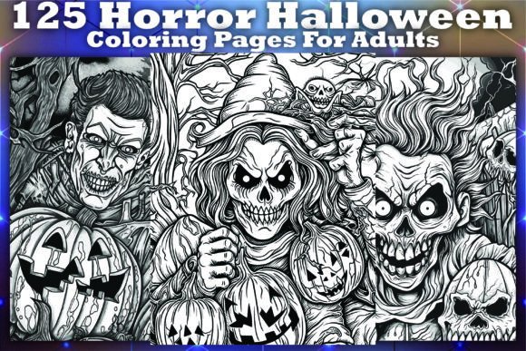 125Horror Halloween Coloring Pages Vol-1