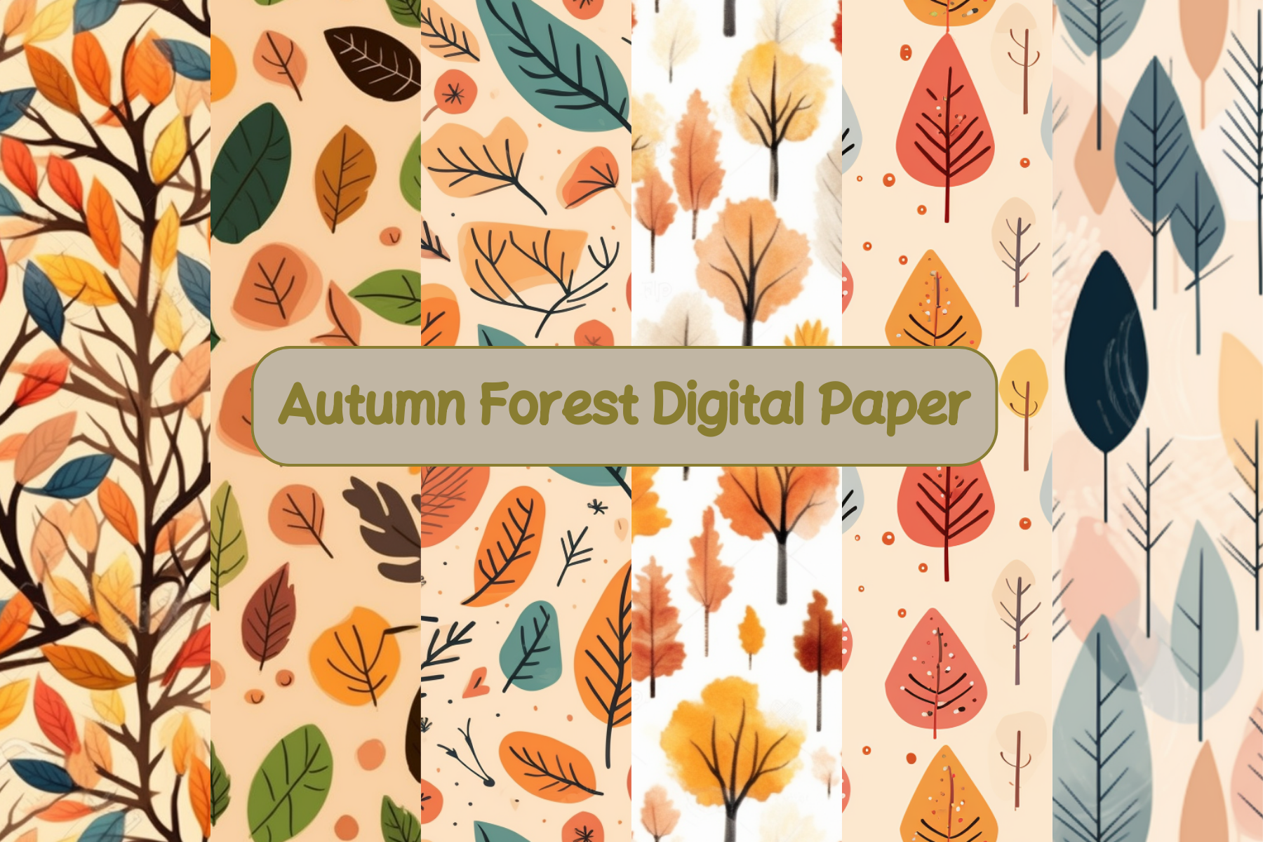 Autumn Forest Digital Paper Pattern Graphic by sublimation avenue ...