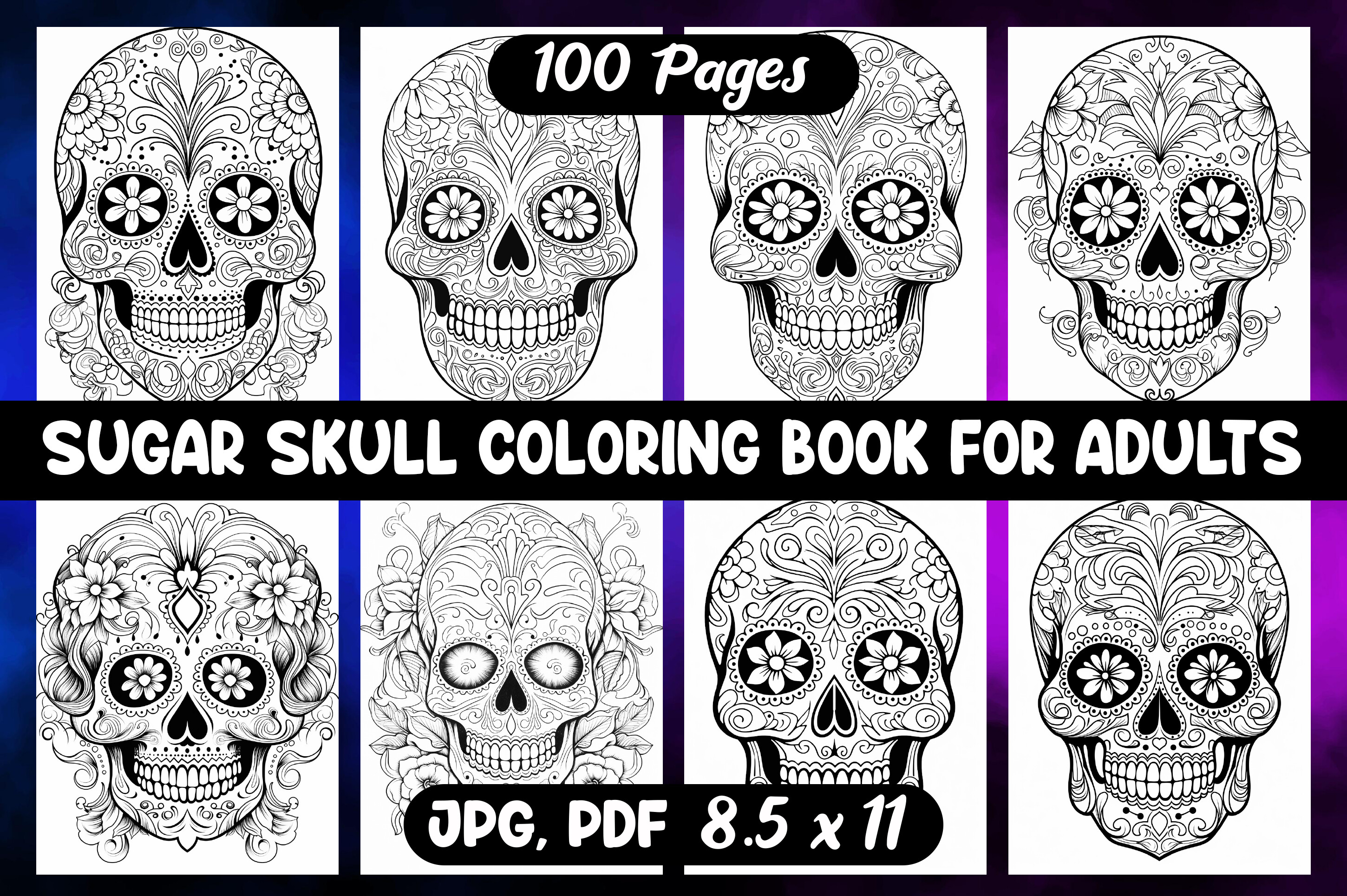 SUGAR SKULL COLORING BOOK for ADULTS 01