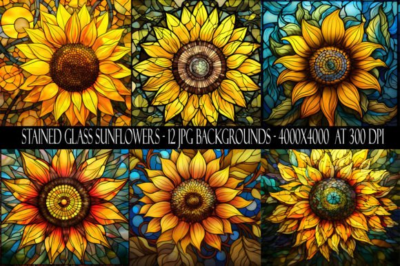 Stained Glass Sunflower Backgrounds