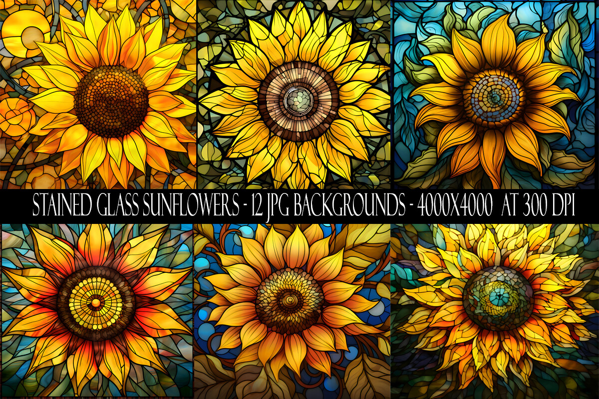 Stained Glass Sunflower Backgrounds