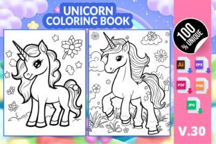 Unicorn Coloring Book KDP Interior V30 Graphic by Creative king ...