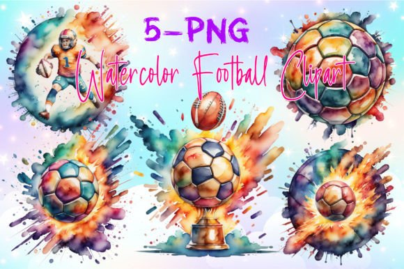 Watercolor Football Clipart Bundle Graphic by LR ART · Creative Fabrica
