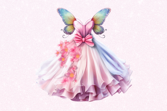 green emerald velvet dress Pretty Fairy Dress Clipart Bundle main image 1