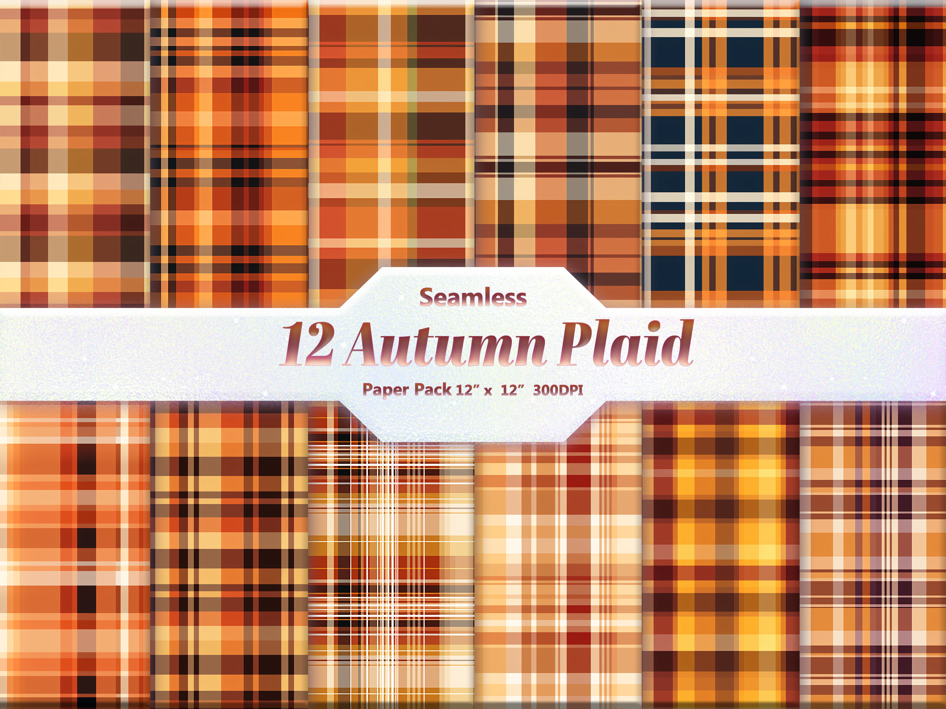 Seamless Autumn Plaid Digital Paper Pack Graphic by DifferPP · Creative ...