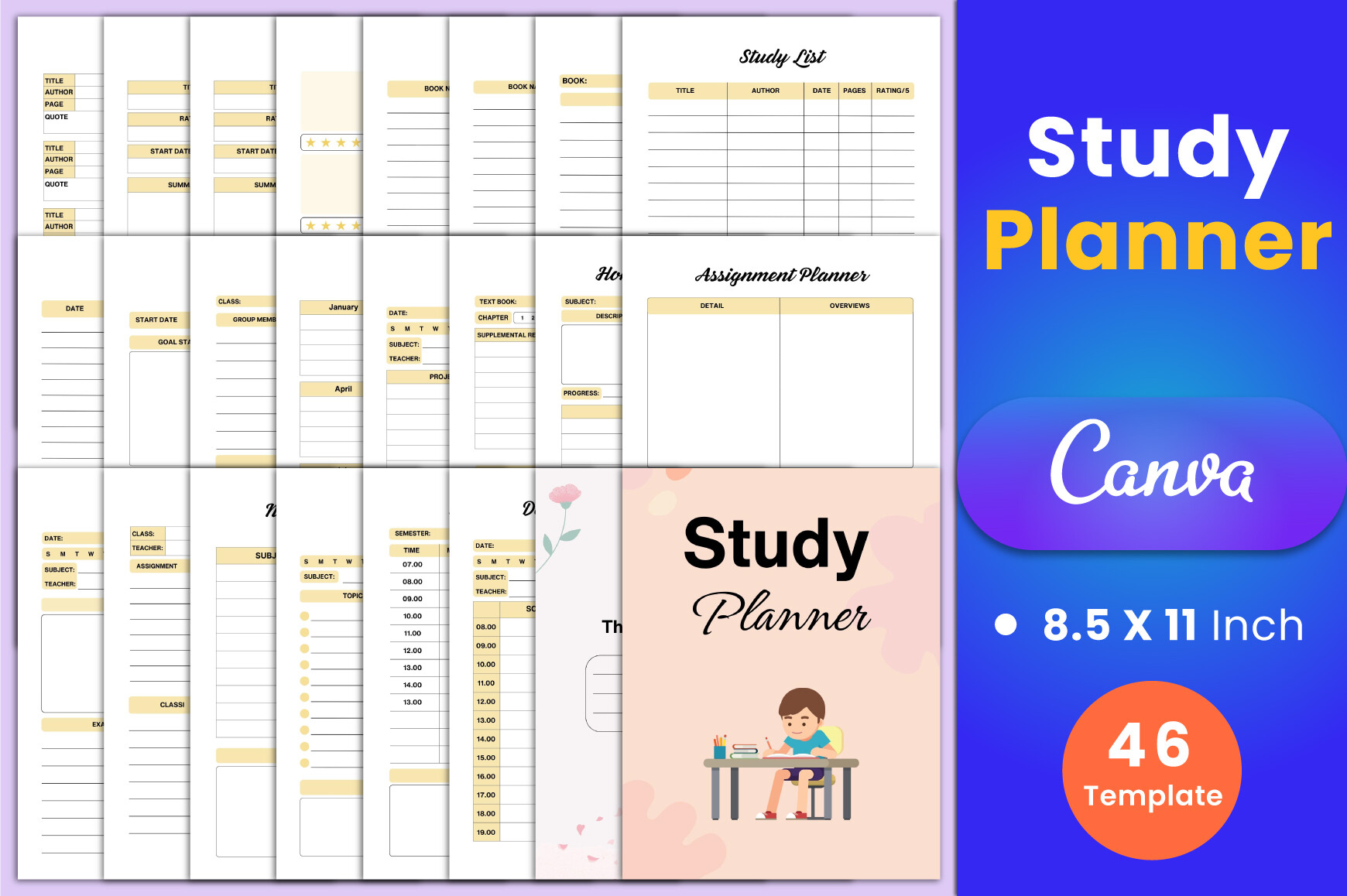 Study Planner Canva Interior Graphic by munjixpro · Creative Fabrica