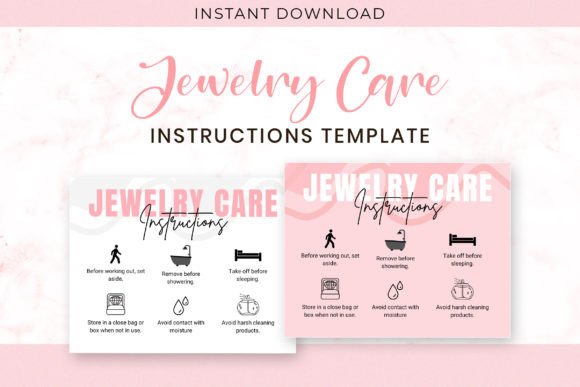 Editable Jewelry Care Card Canva Pdf