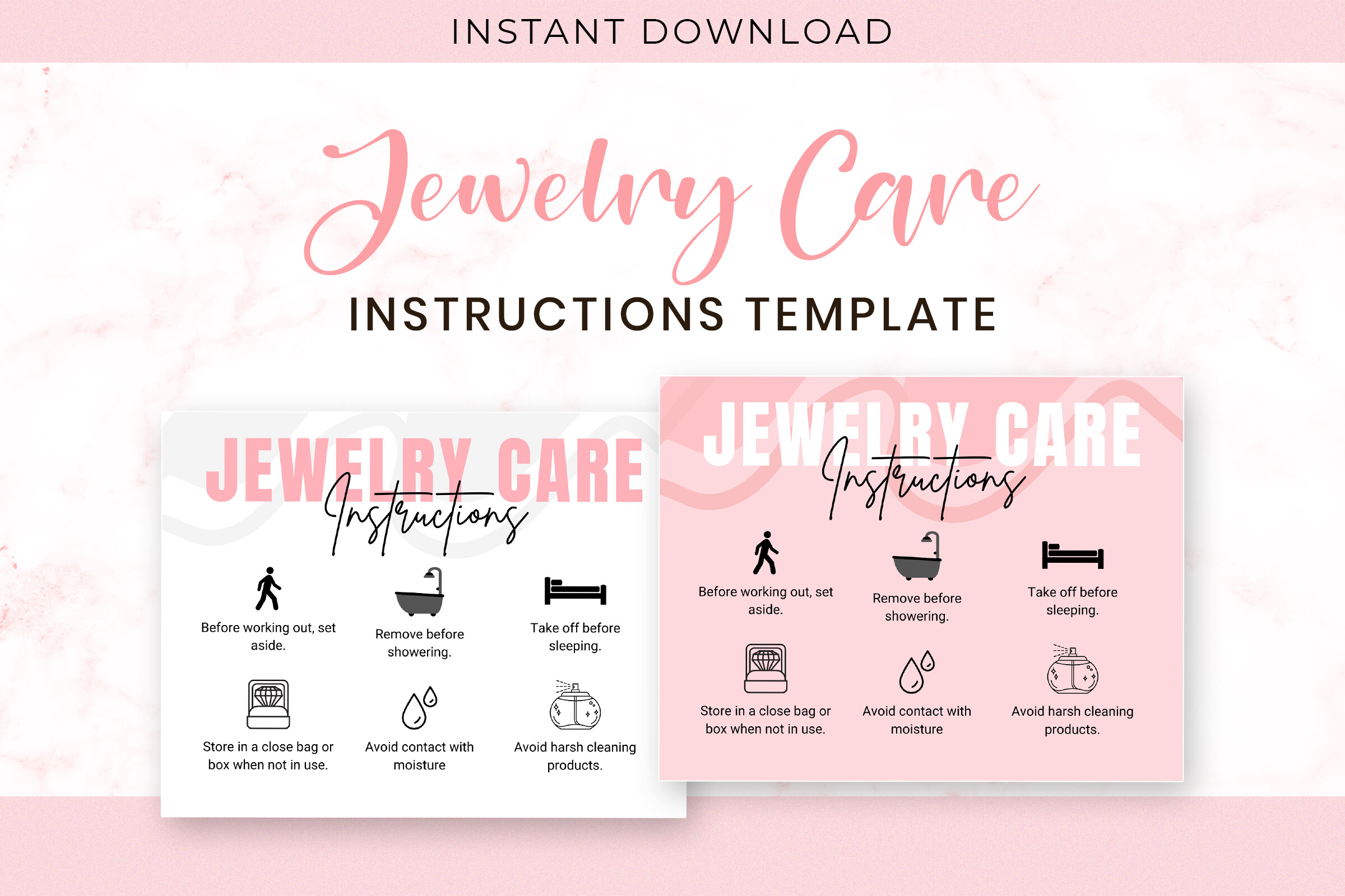Editable Jewelry Care Card Canva Pdf