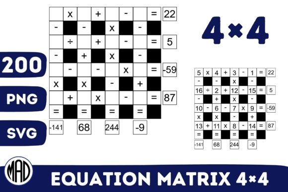 Equation Matrix Classic Puzzle 4×4 Grid