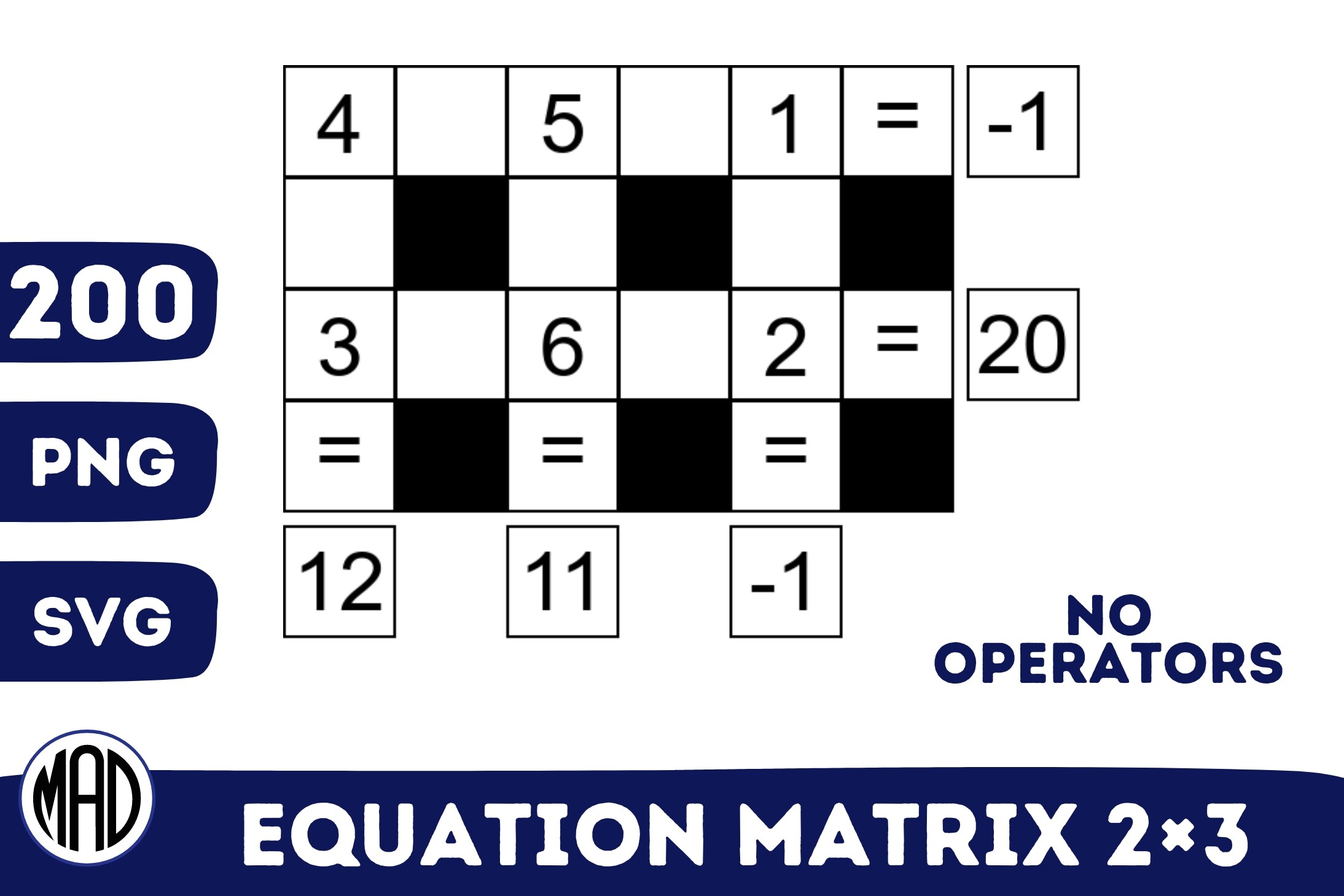 Equation Matrix No Operators 2×3 Grid Graphic by Marina Art Design ...