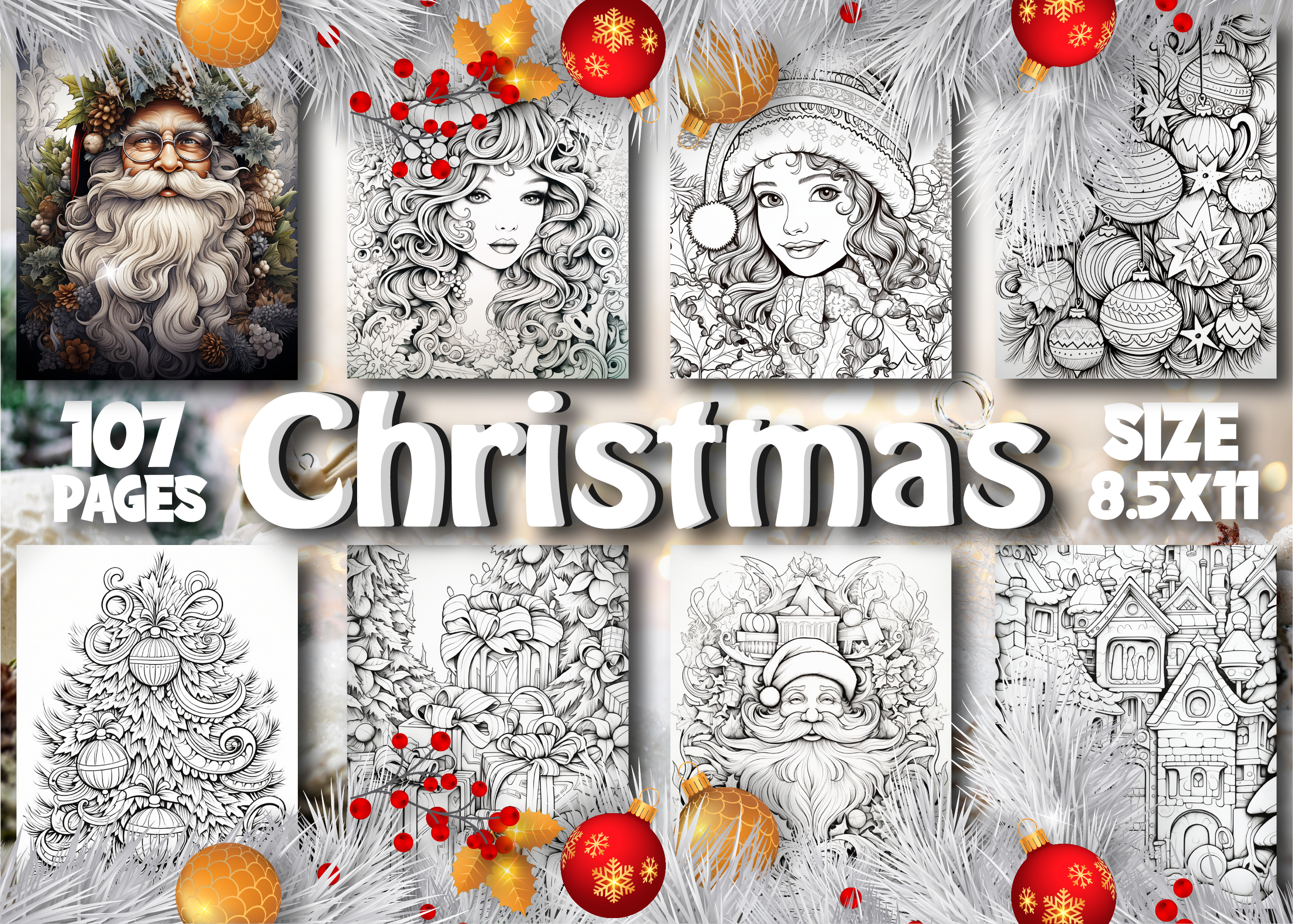 Happy Christmas Coloring Pages for Adult
