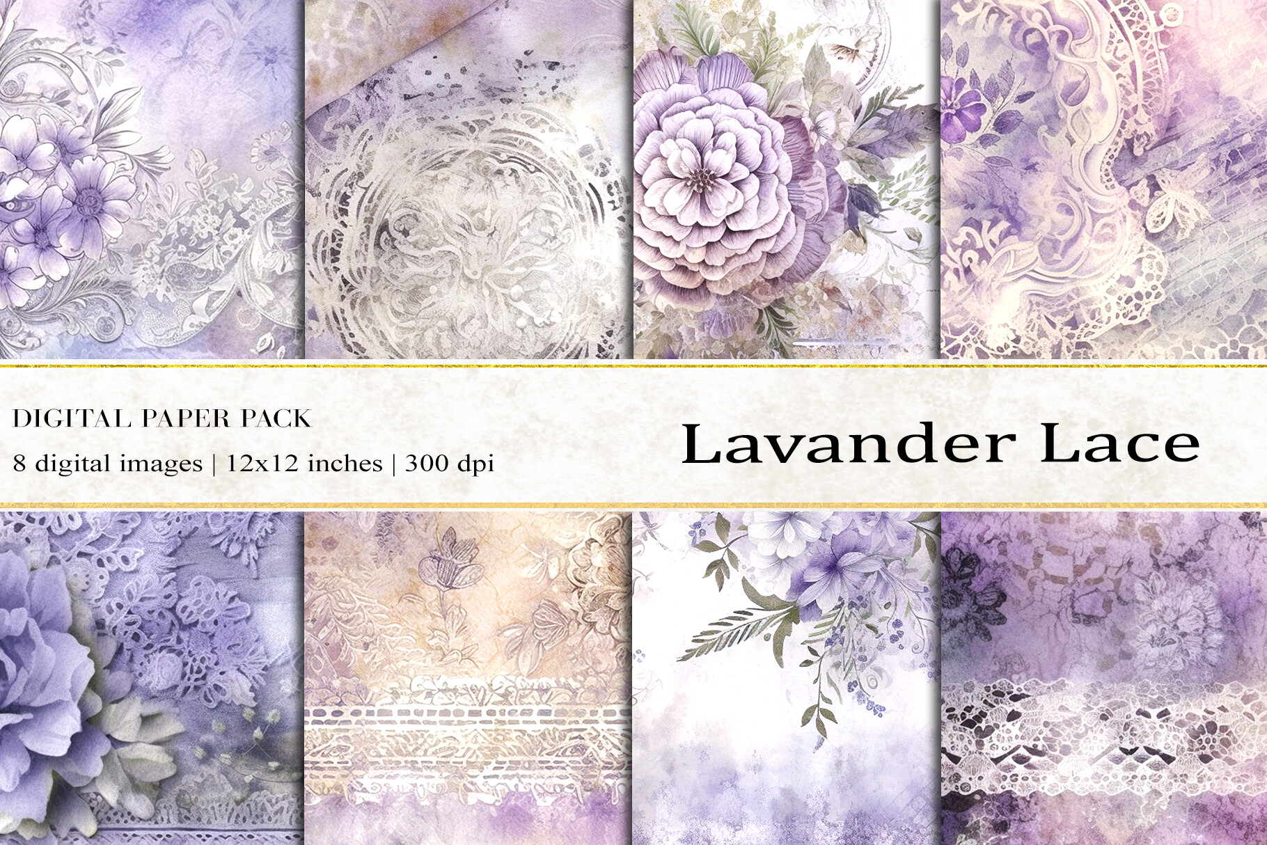 Lavander Lace Digital Papers Graphic by BonaDesigns · Creative Fabrica