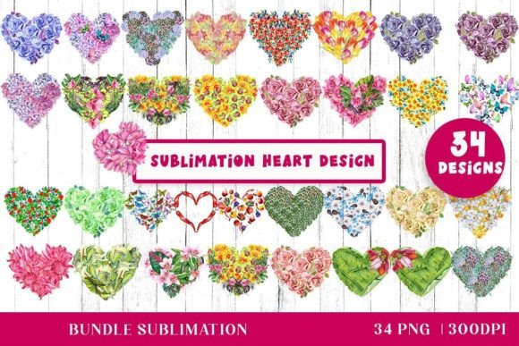 Preview of Sublimation Heart Design Bundle Valentine sublimation design