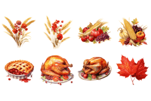 Vintage Thanksgiving Clipart Bundle Graphic by Markicha Art · Creative ...