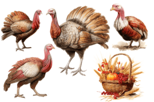 Vintage Thanksgiving Clipart Bundle Graphic by Markicha Art · Creative ...