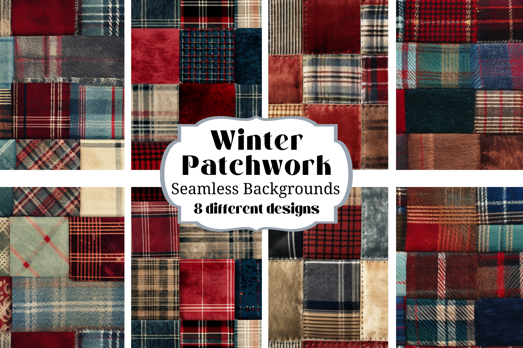 Winter Patchwork Plaid Quilt Backgrounds