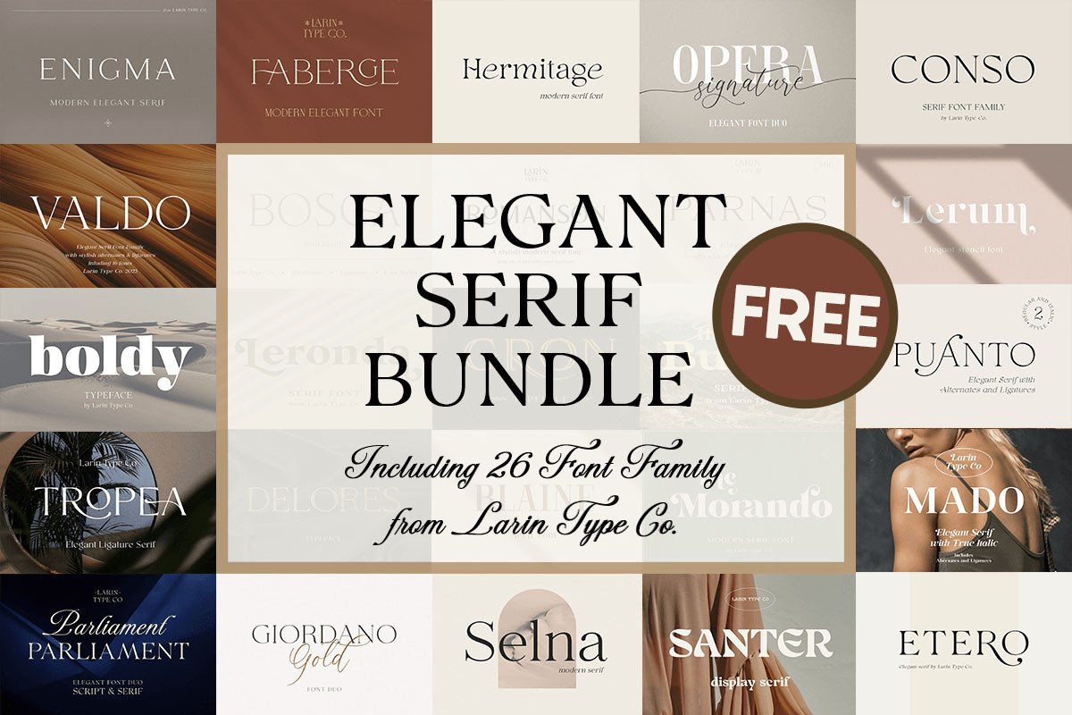 Giveaway – Elegant Serif Font Bundle: Free 26 Premium Serif Fonts for Luxury Branding, Logos, Invitations and Editorial Design