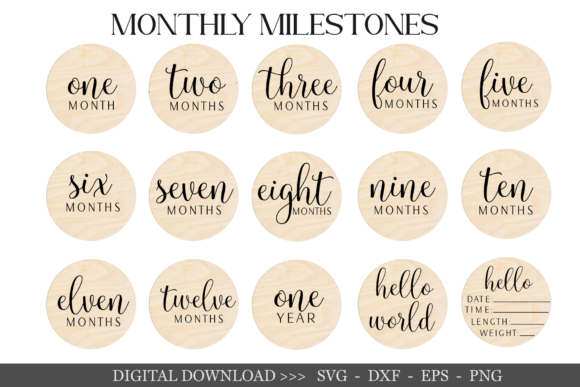 15 Baby Monthly Milestone Svg Bundle Graphic by Chamsae Studio ...