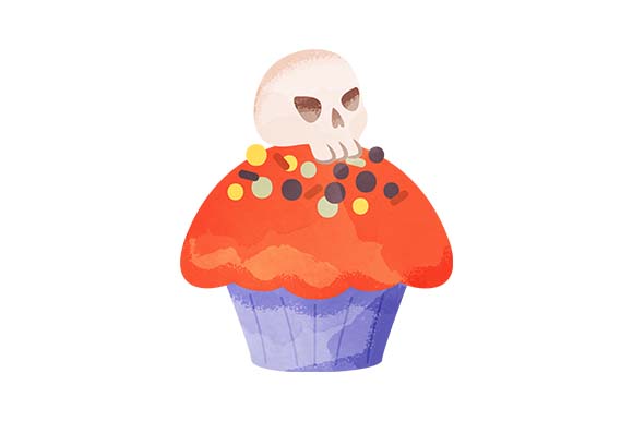 Skull Cupcake - Watercolor