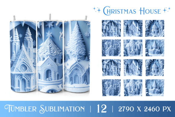 3d Christmas House Tumbler Sublimation Graphics 1