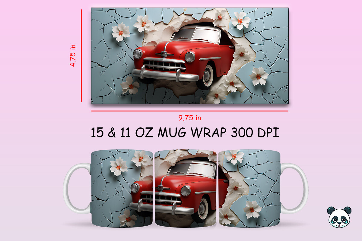 3D Red Pick-Up Mug Wrap Sublimation Graphic by Pandastic · Creative Fabrica