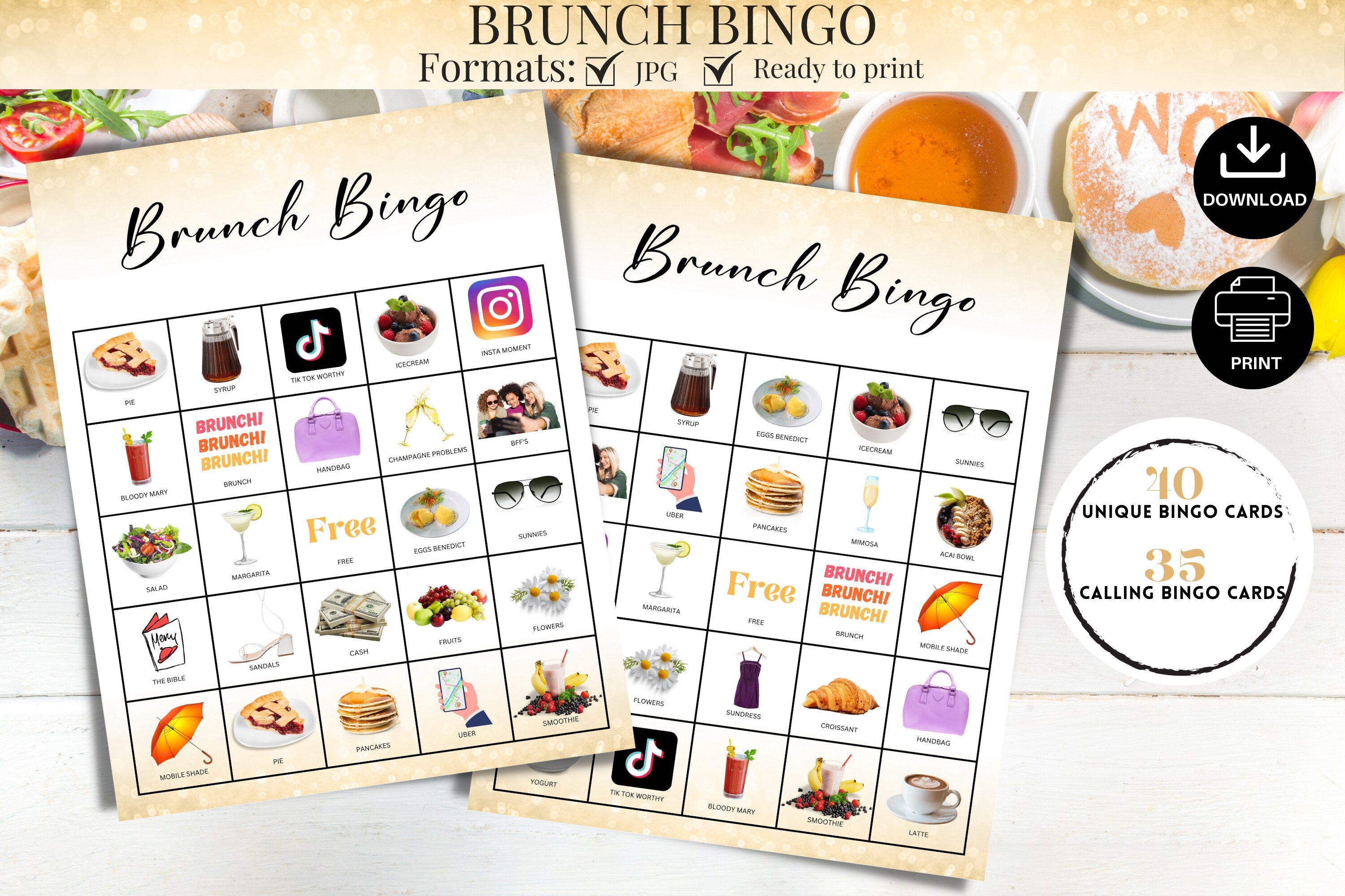Brunch Bingo Games Printable