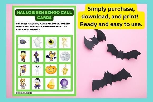 Colorful Watercolor Halloween Bingo 3x3