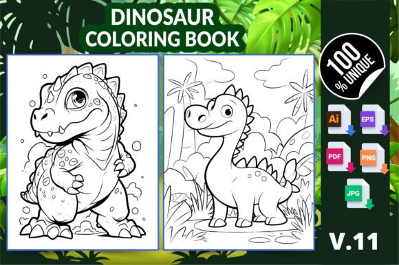 Dinosaur Coloring Book KDP Interior V11 Graphic by Creative king ...