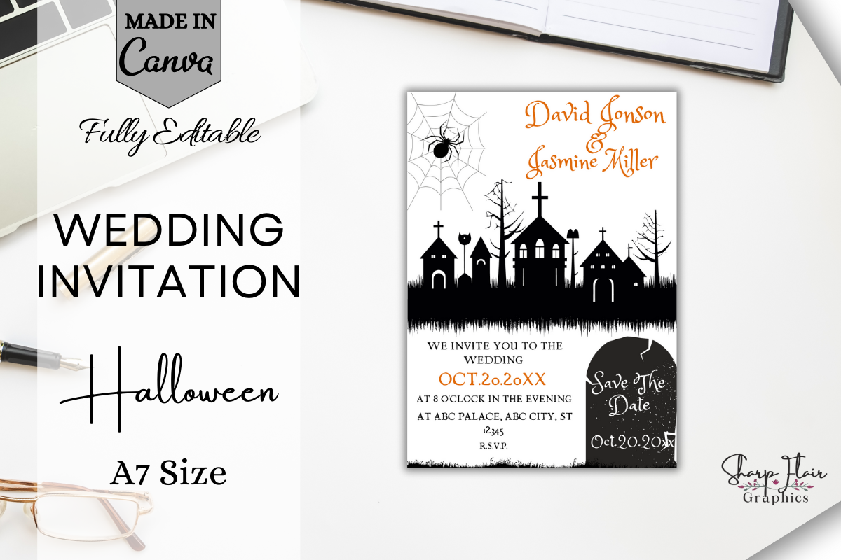 Halloween Wedding Invite | Edit in Canva