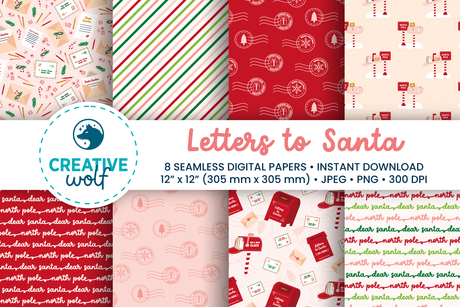 Letters to Santa Seamless Patterns
