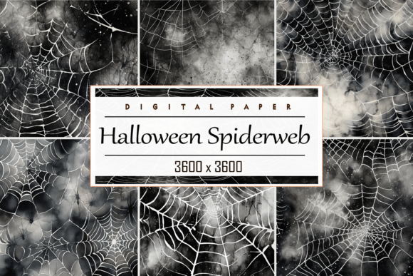 Watercolor Halloween Black Spiderweb