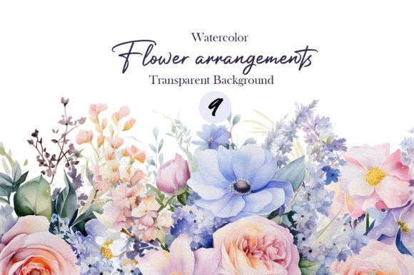 Watercolor Soft Floral Arrangement Png