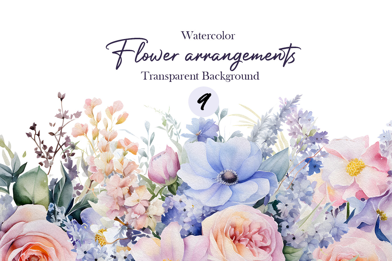 Watercolor Soft Floral Arrangement Png