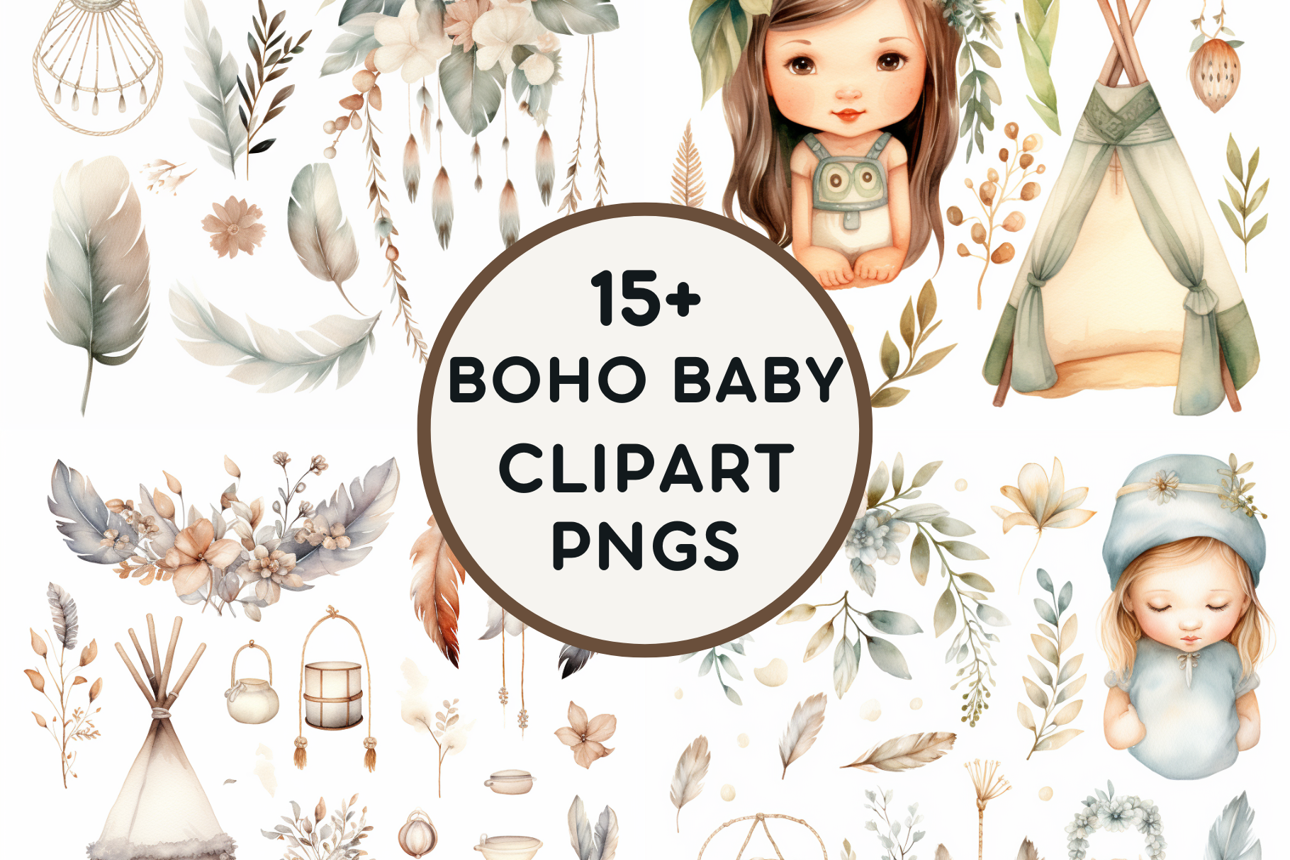 15+ Boho Baby Clipart PNGS Graphic by Milano Creative · Creative Fabrica