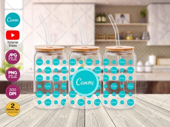 16 Oz Libbey Glass Can Mockup for Canva