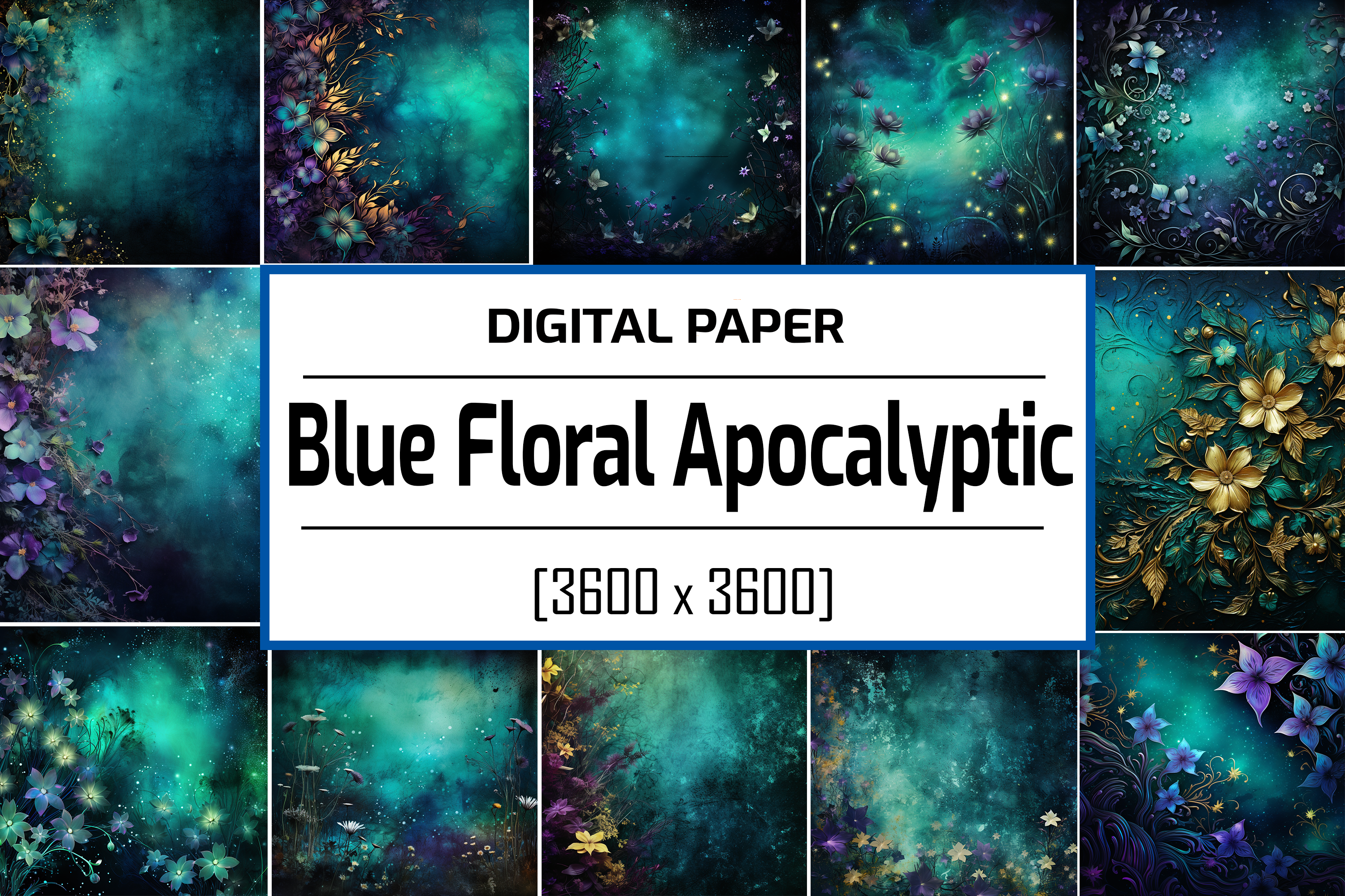 Blue Floral Apocalyptic Graphic by Printable Design · Creative Fabrica