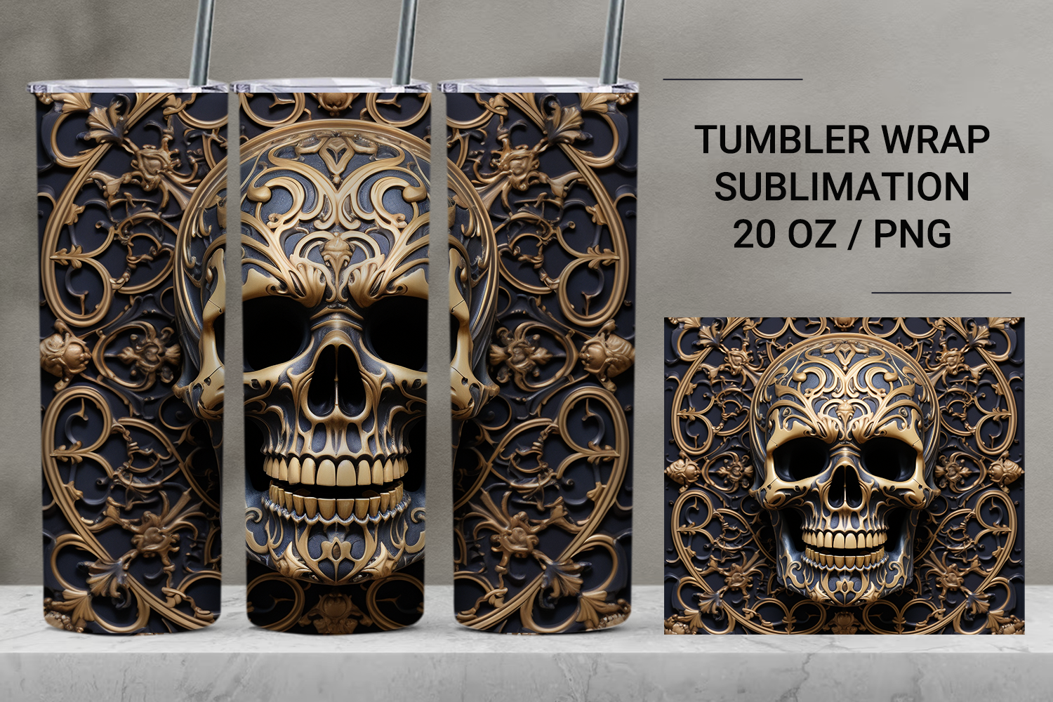 Halloween Skull Tumbler Wrap