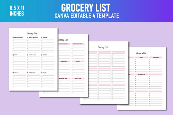 Printable Grocery List Canva KDP