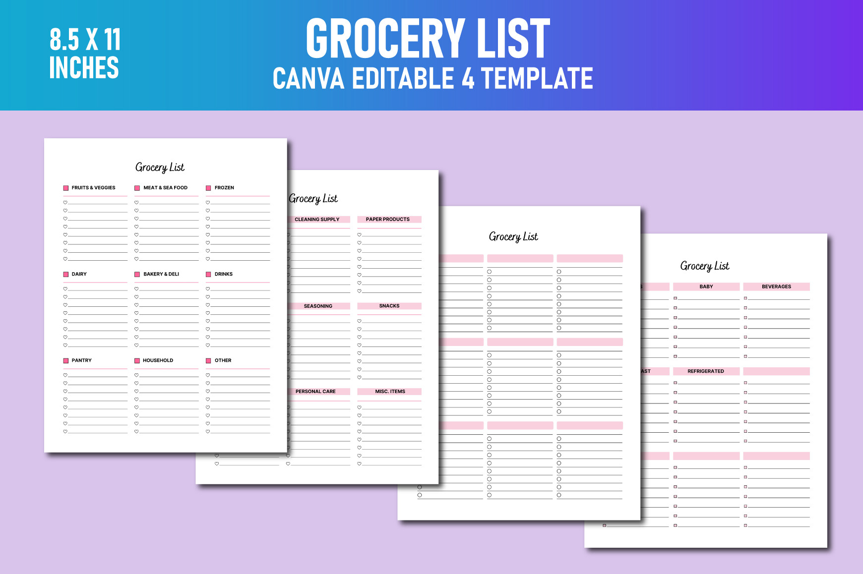 Printable Grocery List Canva KDP