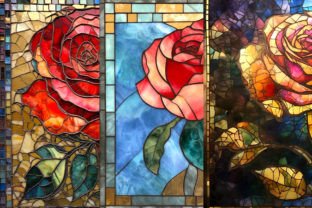 Rose Stained Glass Digital Papers Graphic by BonaDesigns · Creative Fabrica