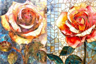 Rose Stained Glass Digital Papers Graphic by BonaDesigns · Creative Fabrica