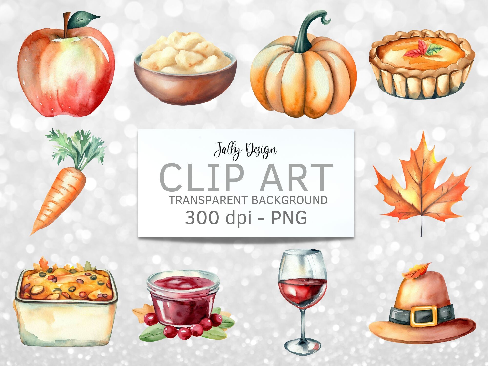 Thanksgiving Watercolor Cliparts Graphic by jallydesign · Creative Fabrica