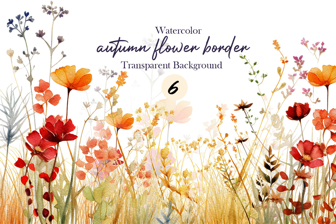 Watercolor Fall Autumn Flower Garden Png