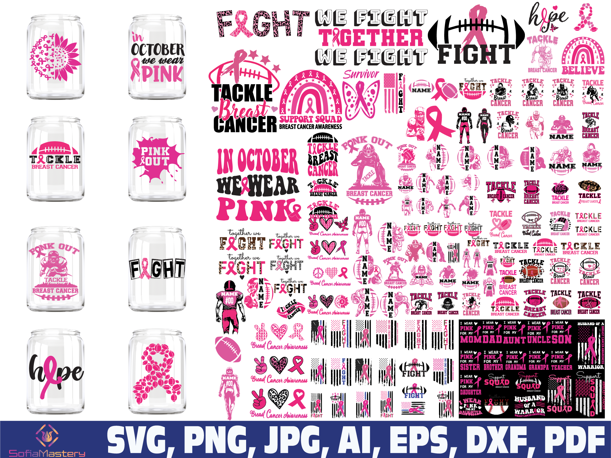 Breast Cancer Libbey Can Glass Wrap SVG